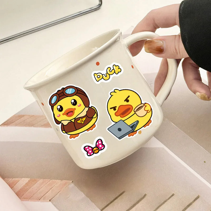 8/16/24 PIÈCES Autocollants de Puzzle Canard Jaune Dessin Animé Mignons Autocollants Change de Visage DIY Étanche Autocollants de Papeterie Dessin Animé