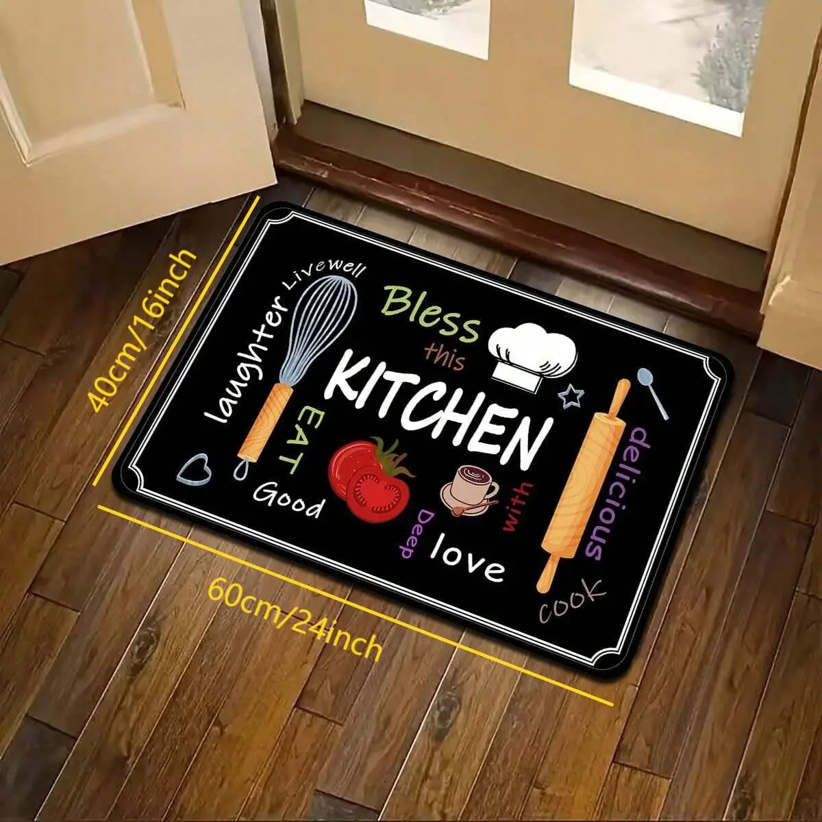 VIKAMA 1/2 alfombrillas de cocina estampadas, duraderas y resistentes al desgaste, alfombrilla de cocina para el hogar, alfombra para cuarto de lavado, decoración del hogar