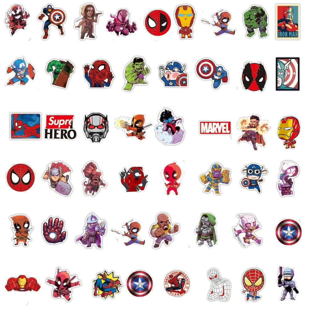 50/100 PIÈCES Marvel Les Vengeurs Anime Dessin animé Autocollants DIY Ordinateur portable Planche à roulettes Téléphone Vélo Voiture Étanche Autocollant Décalcomanies