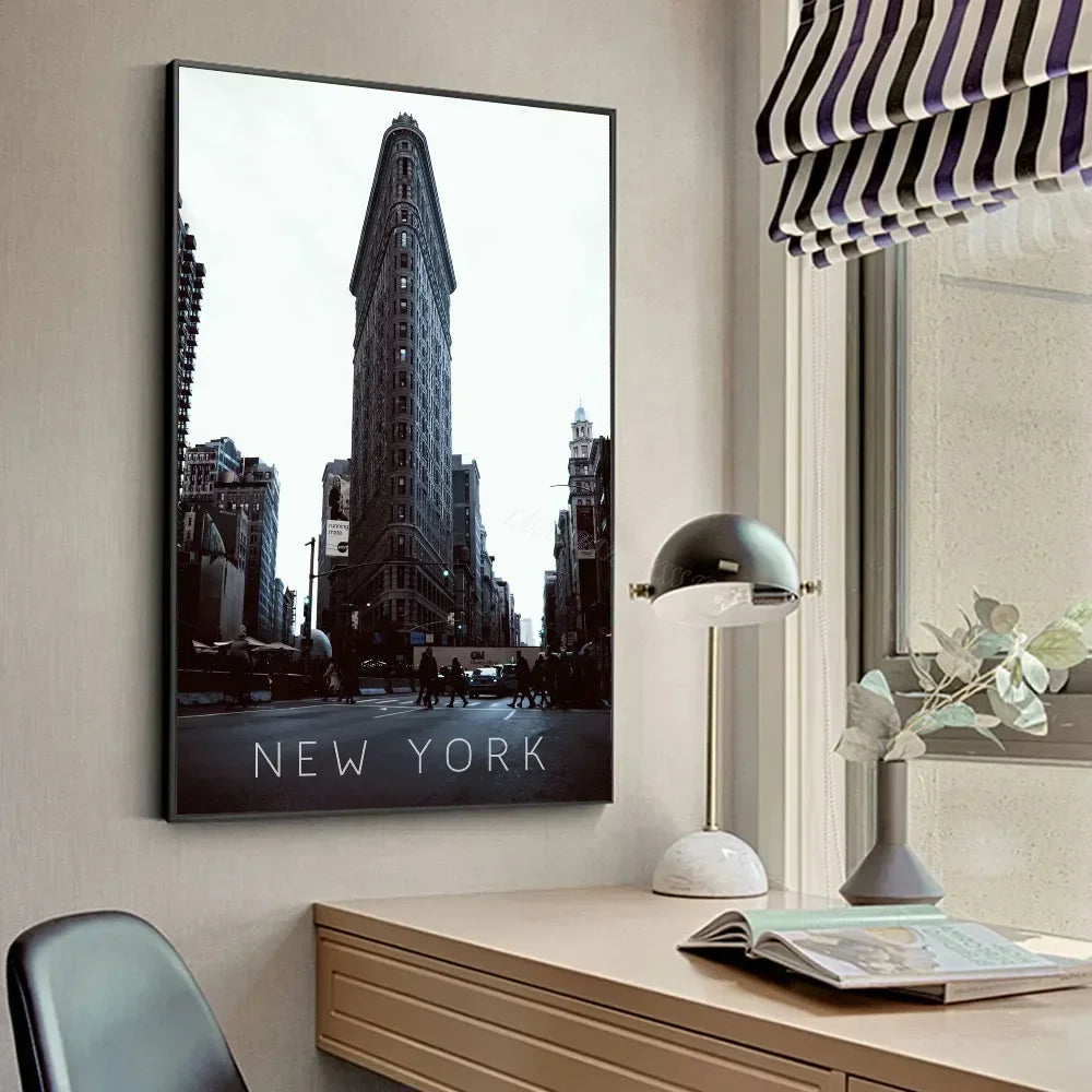 Affiche d'art Paysage nocturne de Manhattan à New York Moderne Affiches HD Décoration Maison Chambre Bar Café Peinture Murale