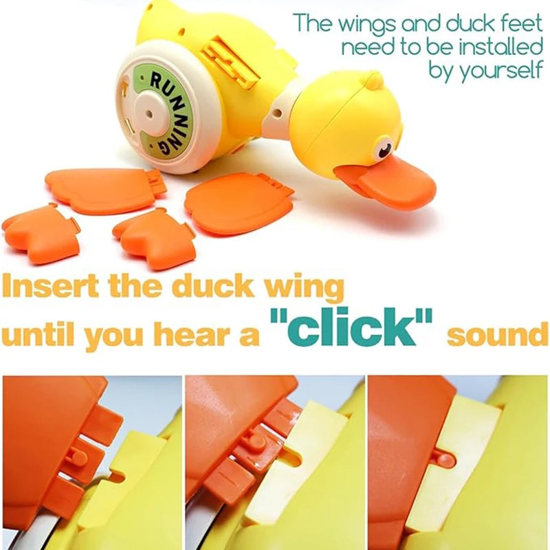 Canard Électrique Rotatif Simulation Recherche de Nourriture Rotation Libre Son&Lumière Musique Tummy Time Jouets de Ramper Jouet Éducatif