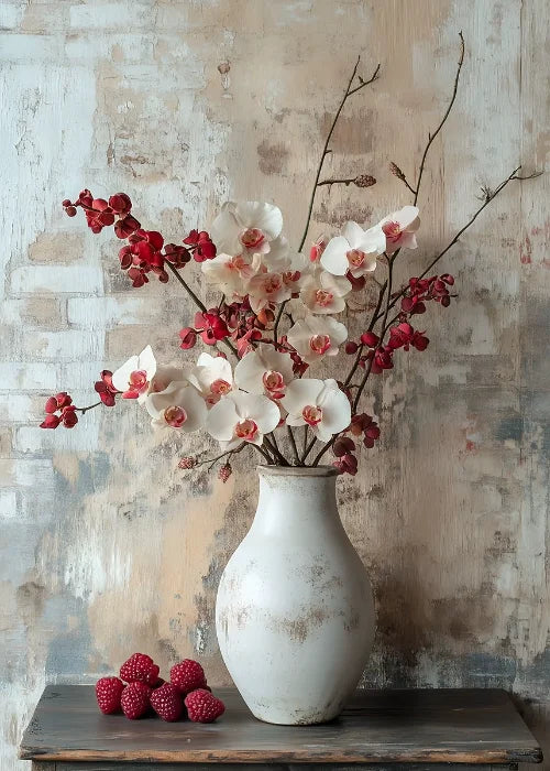 Jarrón de flores de naturaleza muerta, decoración de pared de pintura botánica vintage, jarrones antiguos vintage, impresiones estéticas, pintura de lienzo de olivo