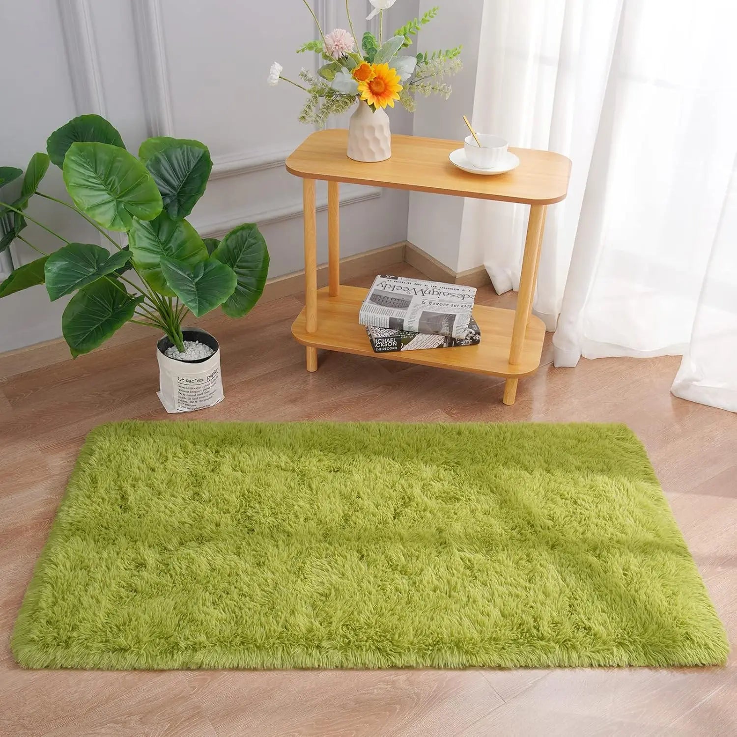 VIKAMA Alfombra de peluche teñida anudada 40x60cm Manta de área suave para el hogar Dormitorio de niñas Manta de cama Habitación infantil Decoración Antideslizante Alfombrilla de piso