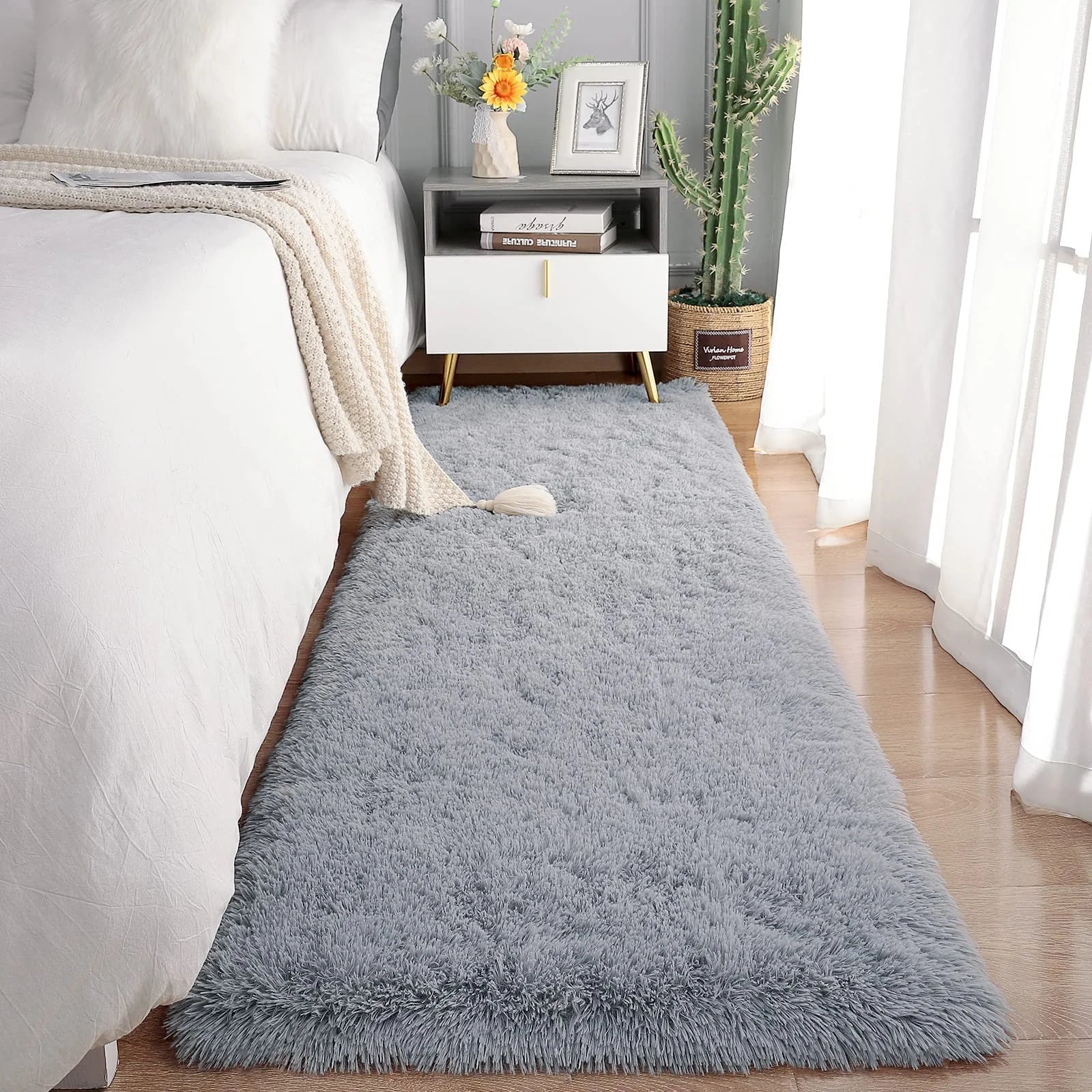 Alfombra suave VIKAMA, alfombra de dormitorio y sala de estar de felpa y mullida, alfombra de piso para guardería y habitación infantil para decoración del hogar