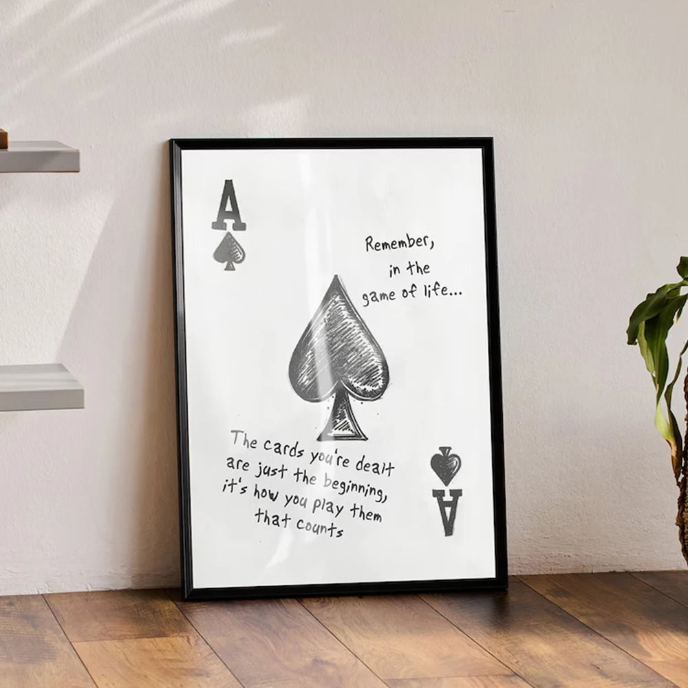 Modern Vintage Poker Ace Of Spades Cards Letter Quotes Wall Art Prints Canvas Painting Poster Picture For Living Room Home Decor