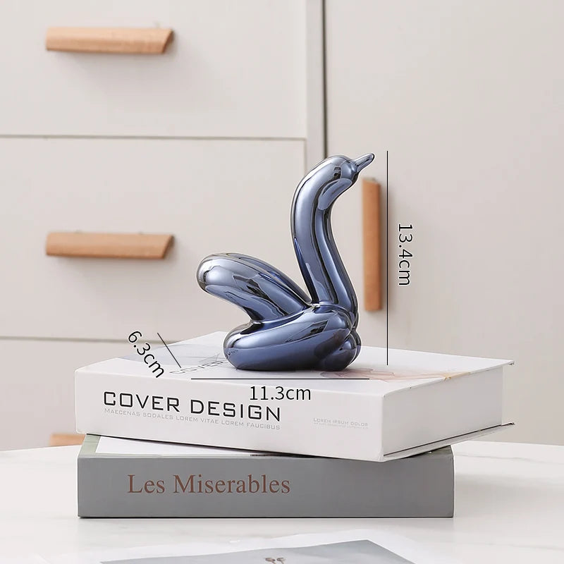 Nordic Ceramic Swan Sculpture Animal Decorative Figurine Home Decor Room Accessory Swans Decorative Item