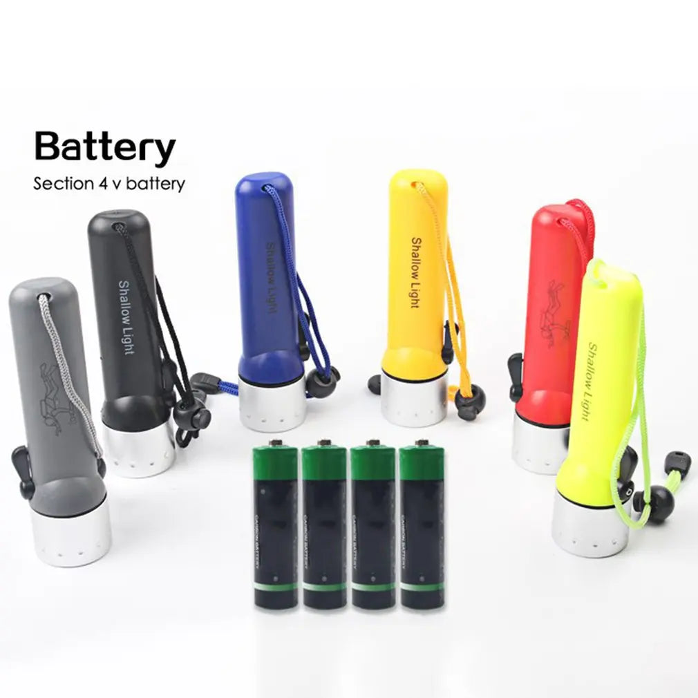 Linterna LED submarina IP68 impermeable, con 4 pilas AA, portátil, de plástico especial, luz profesional de buceo