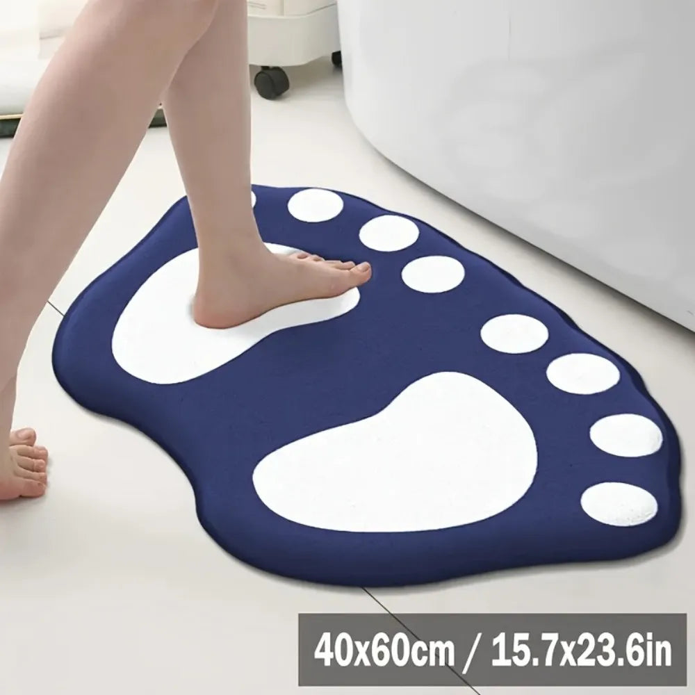 Alfombra de Franela con Patrón de Huellas de VIKAMA para Dormitorio, Sala de Estar, Felpudo Suave y Cómodo para Entrada, Decoración del Hogar