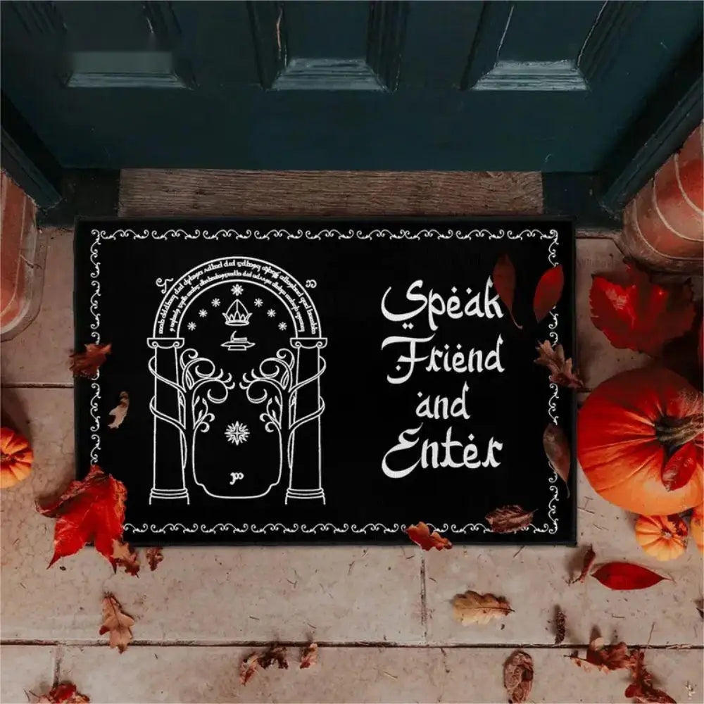 VIKAMA El Señor de los Anillos Felices Pascuas Felpudo Decoración de Halloween para el hogar Alfombra para interior/exterior Tapete para camping de caravana
