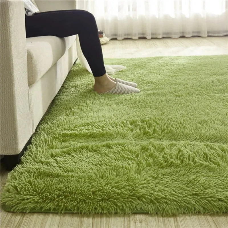 Alfombra de felpa de color liso VIKAMA - Cojín suave y mullido para el dormitorio - Alfombra de suelo para la zona del salón - Decoración del hogar