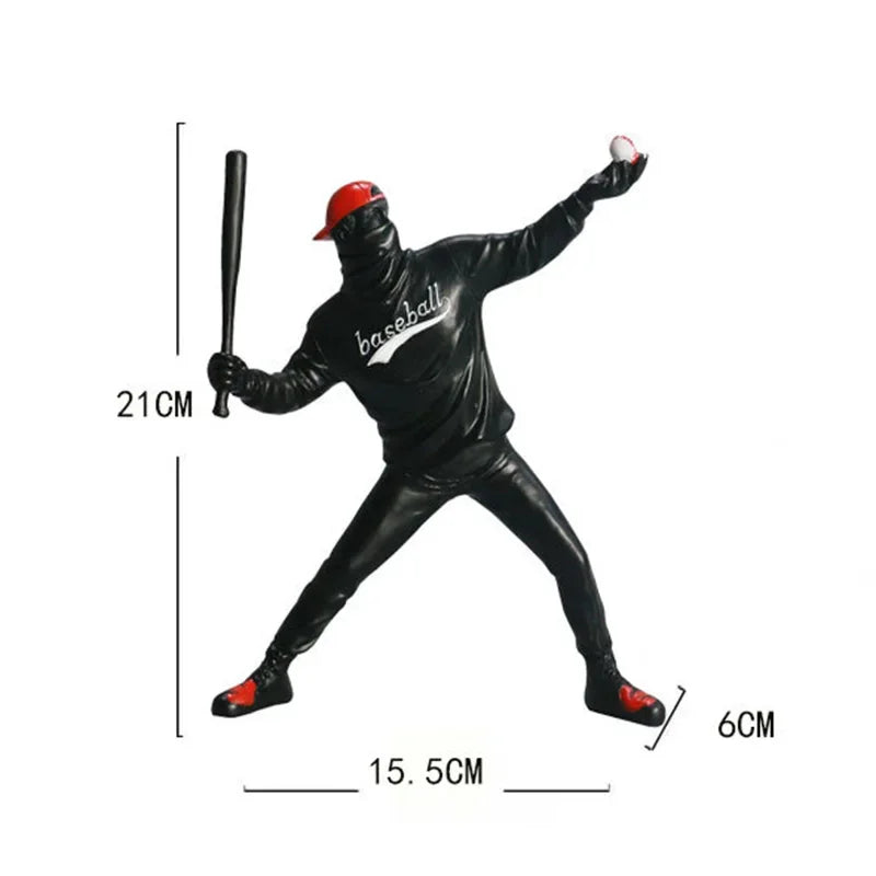 Décoration intérieure Résine Rue Art Abstrait Statue Sculpture Figurine Jouet Figure de Baseball Décoration de la Maison du Bureau