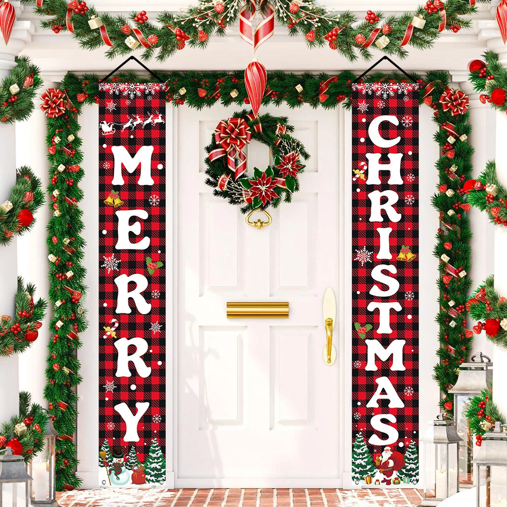 Adornos de Navidad para Puertas, Feliz Navidad para el Hogar 2025, Pancarta para Chimenea o Porche, Decoración Navideña para Año Nuevo