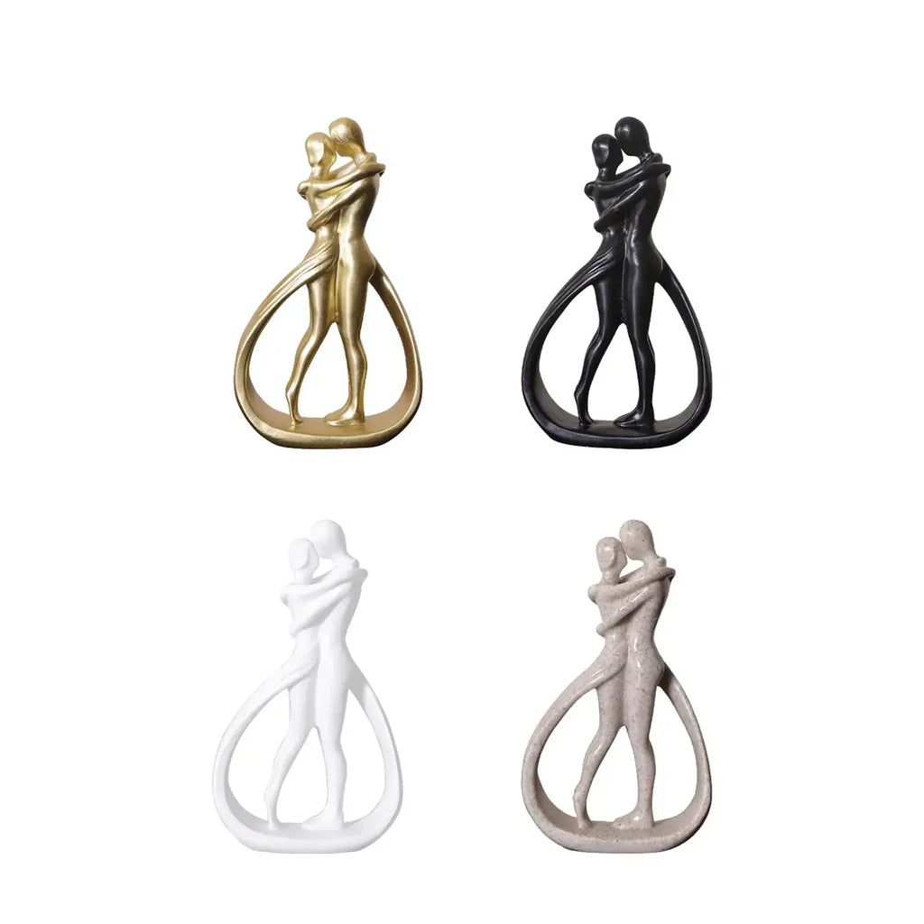 Statue abstraite de couple, objets d'artisanat, figurine de bureau, collection, statue d'amoureux enlacés pour étagère, mariage, maison, bibliothèque, bureau