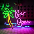 Enseigne lumineuse néon LED "Bar Open", alimentée par USB, pour décoration murale, salle de jeux, caverne d'homme, club, bar, cadeaux d'anniversaire ou d'Halloween