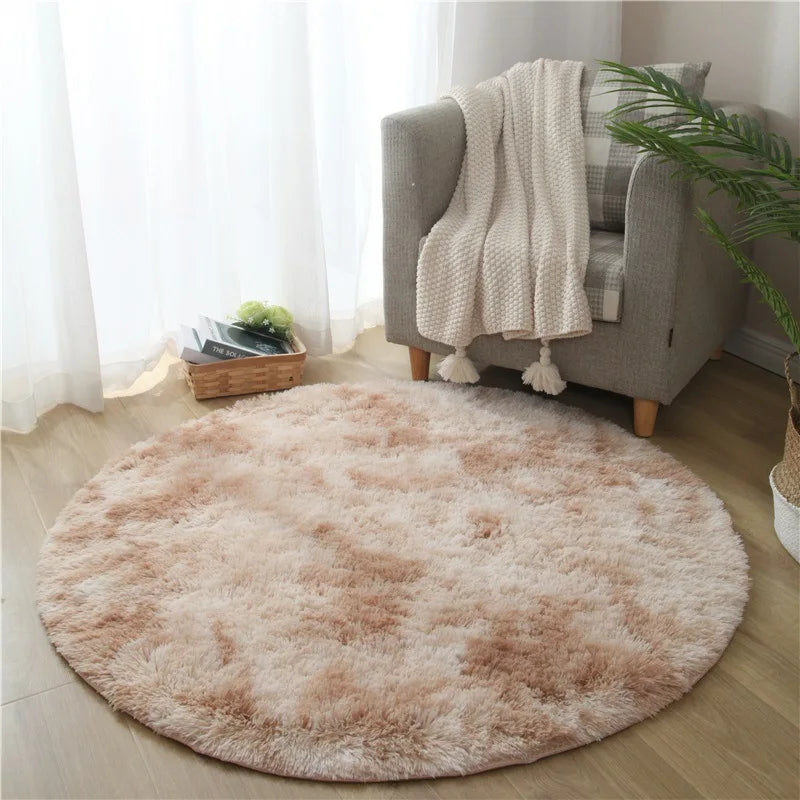 VIKAMA Alfombra redonda rosa Esponjosa Suave para Suelos Alfombra para Habitación de Niñas Castillo de Princesas Alfombra de Peluche para Sala de Estar Decoración del Hogar
