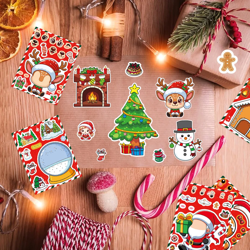 8/16PCS Pegatinas de Rompecabezas de Navidad Pegatinas DIY Pegatinas de Regalo Pegatinas de Fiesta Pegatinas de Imágenes Pegatinas Creativas