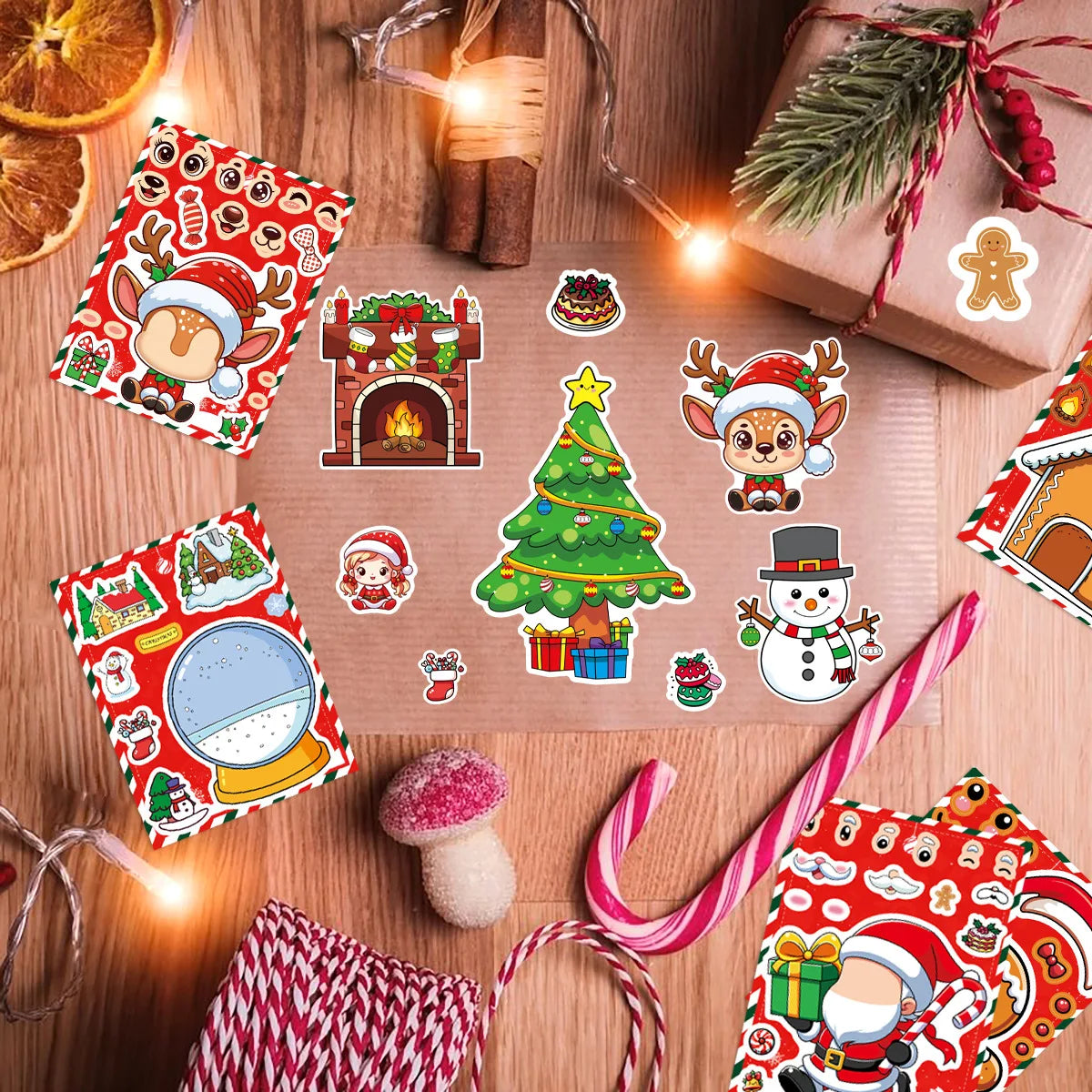 8/16PCS Pegatinas de Rompecabezas de Navidad Pegatinas DIY Pegatinas de Regalo Pegatinas de Fiesta Pegatinas de Imágenes Pegatinas Creativas