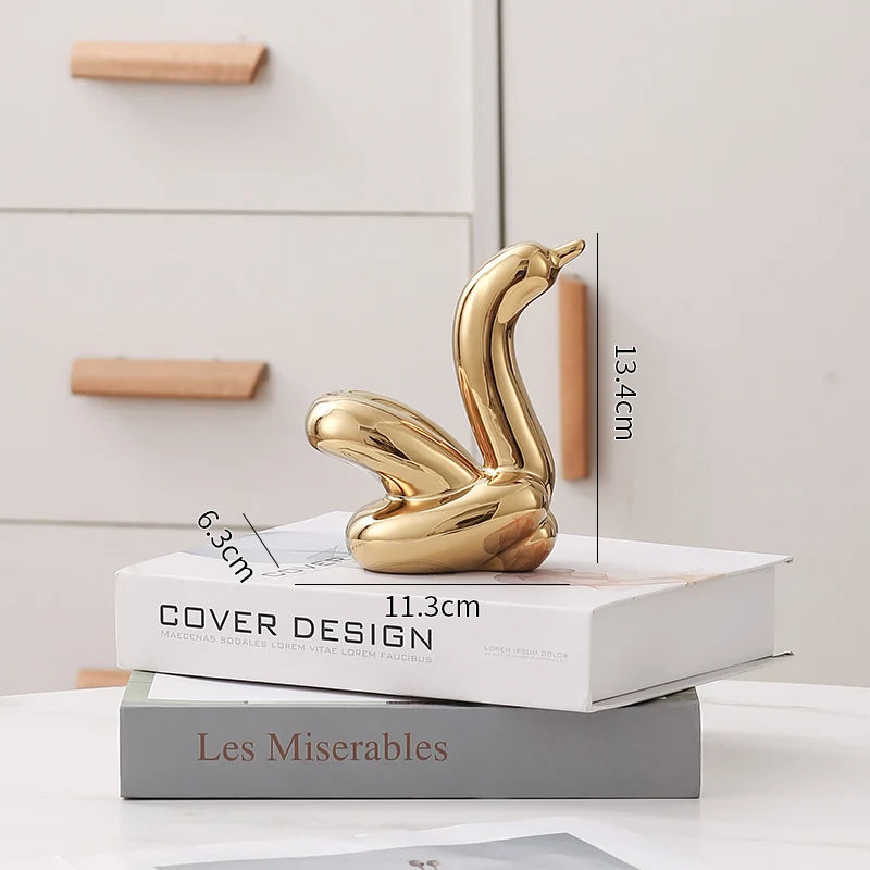 Sculpture cygne en céramique nordique, figurine décorative animale, décoration d'intérieur, accessoire de chambre, article décoratif cygnes