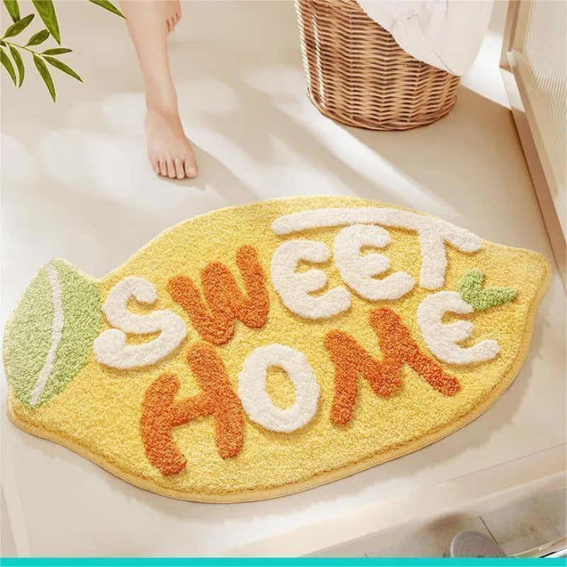 Alfombra de Imitación de Cachemira con Diseño de Frutas Frescas VIKAMA, Cálida, Lavable a Máquina, para Baño, Puerta, Porche, Decoración del Hogar