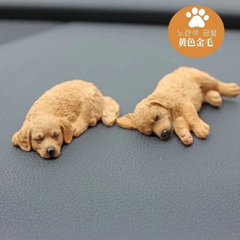 Adornos de resina para coche de perro Golden Retriever, figura de juguete de perro cachorro lindo para la decoración del salpicadero del coche o de la mesa