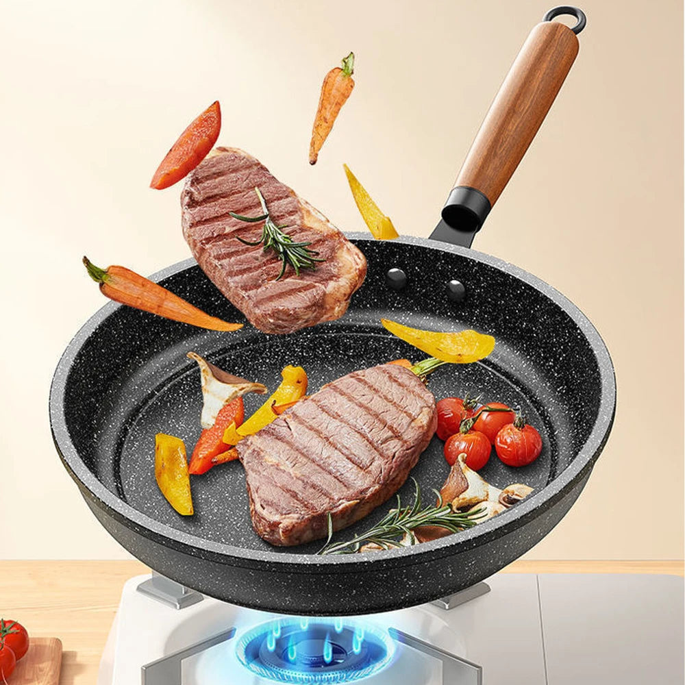 Sartén de 30 cm, wok, sartén antiadherente con tapa, utensilios de cocina para el hogar, olla universal para filetes y tortitas, apta para cocinas de inducción y gas