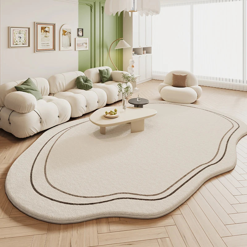 VIKAMA Alfombra Verde Sala de Estar Estilo Crema 2025 Nueva Alfombra Irregular de Peluche para Dormitorio, Mesita de Noche, Tapetes de Piso Decoración del Hogar