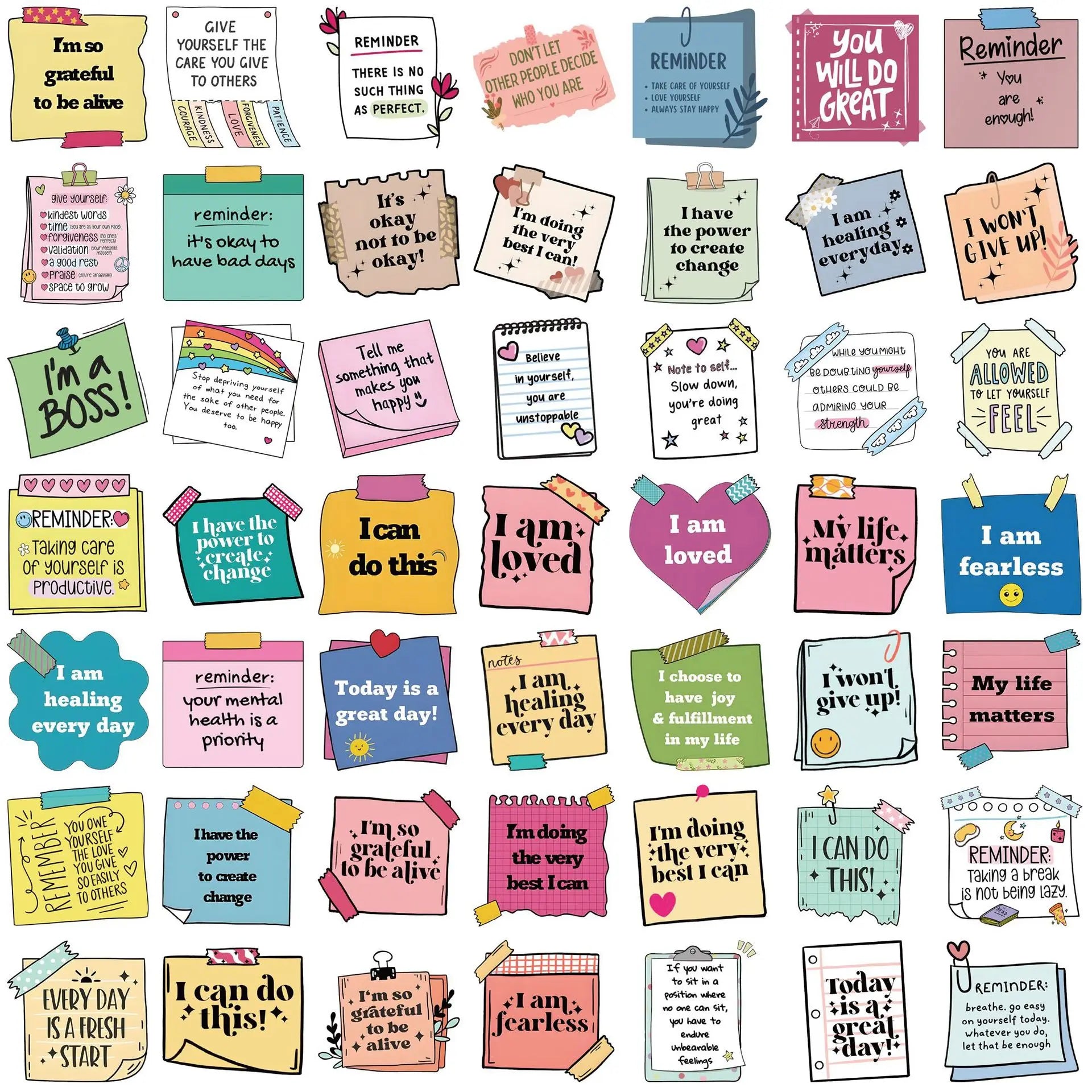 50/100PCS Self affirmation Incentive Tags Graffiti Stickers Decoration Guitar Notebook Luggage DIY Waterproof Stationery Sticker