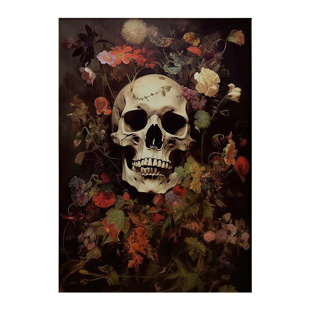 Retro Crow Witch Bat Skull Dark Academia Gothic Victorian Style Wall Art Canvas Painting Poster Print Halloween Gifts Room Decor