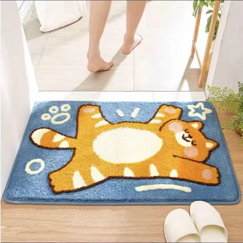 VIKAMA Alfombra de Baño Antideslizante con Diseño de Conejo, Alfombra Absorbente para Bañera, Felpudo Fácil de Limpiar y a Prueba de Polvo para Dormitorio