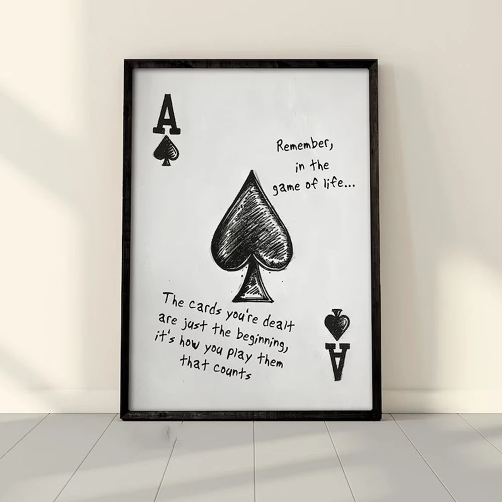 Modern Vintage Poker Ace Of Spades Cards Letter Quotes Wall Art Prints Canvas Painting Poster Picture For Living Room Home Decor