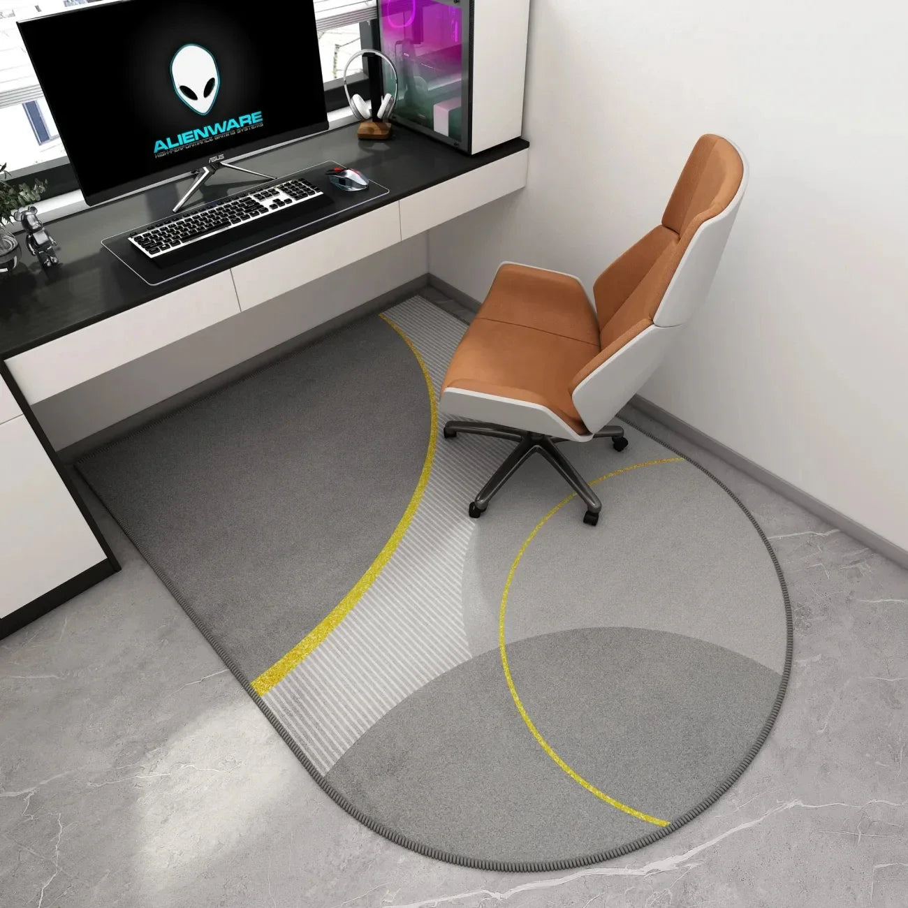 VIKAMA Alfombra de Suelo para Silla de Ordenador, Alfombrilla de Lujo para Silla Giratoria de Oficina, Alfombra para Tocador de Dormitorio, Alfombra para Puerta de Entrada, Decoración del Hogar