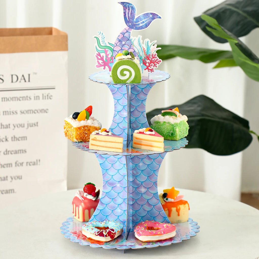 Soporte para Magdalenas con Cola de Sirena, Bajo el Mar, Suministros para Fiesta de Cumpleaños de la Sirenita, Decoración para Fiestas de Boda y Cumpleaños, Baby Shower para Niños