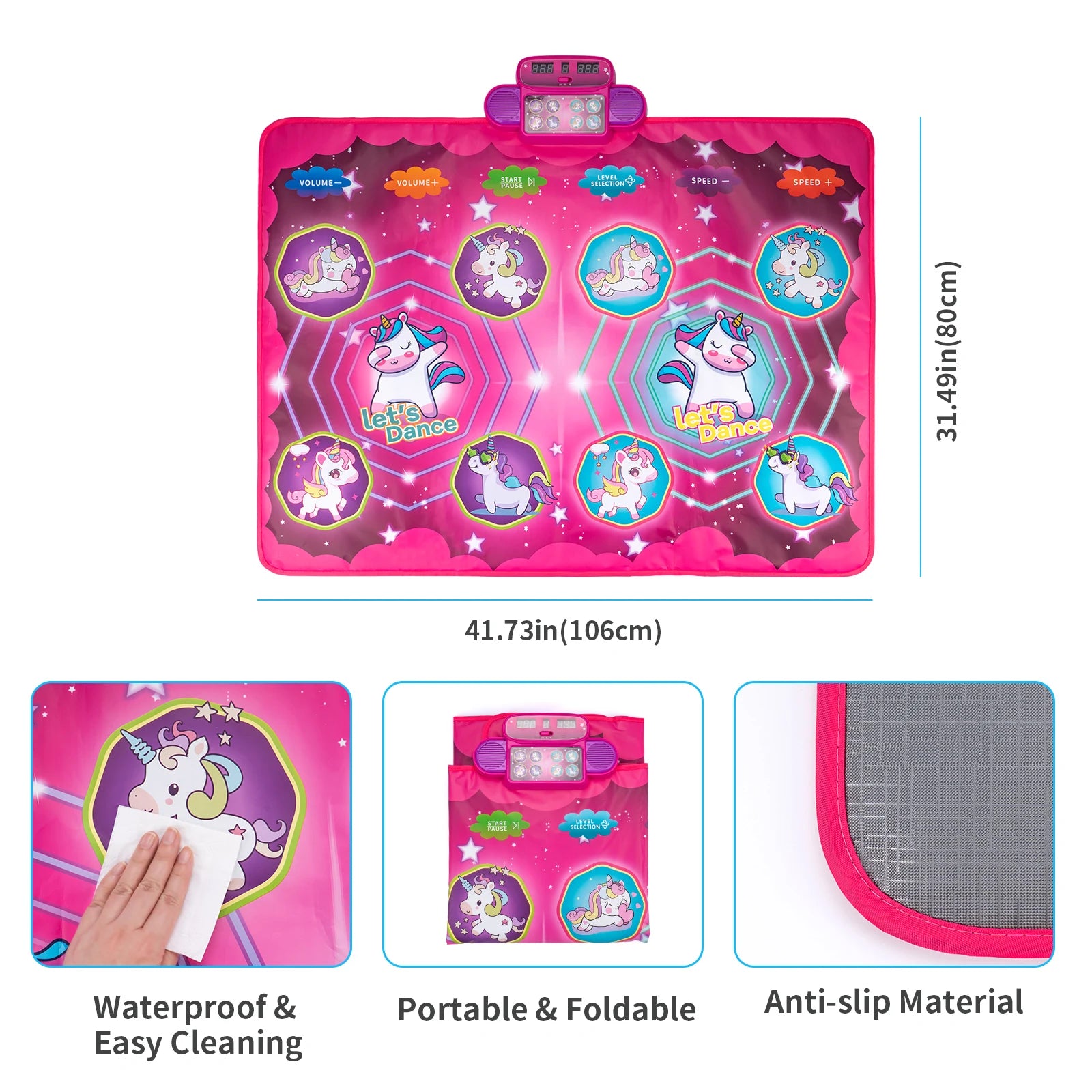 Tapis de danse pour enfants Couverture de musique électronique Tapis de sol pour enfants Mode double joueur avec 9 niveaux Jouets éducatifs Cadeaux pour enfants