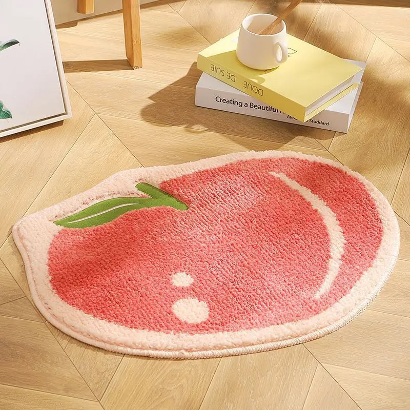 Alfombra de Imitación de Cachemira con Diseño de Frutas Frescas VIKAMA, Cálida, Lavable a Máquina, para Baño, Puerta, Porche, Decoración del Hogar