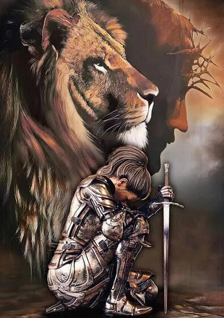 Classic Christian Wall Art Bible Jesus Lion And Warrior Oil On Canvas Posters And Prints Living Room Decoration Gifts