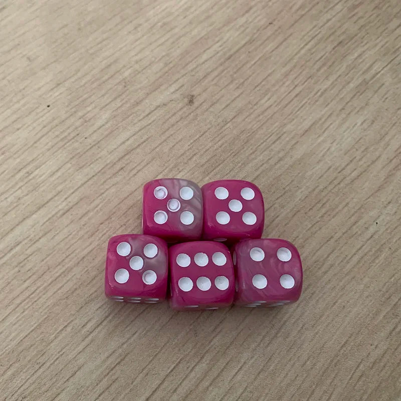 Juego de 5 dados de dos colores para rompecabezas, accesorio de juego de mesa, dados de puntos de 6 caras, juego divertido de 16 mm