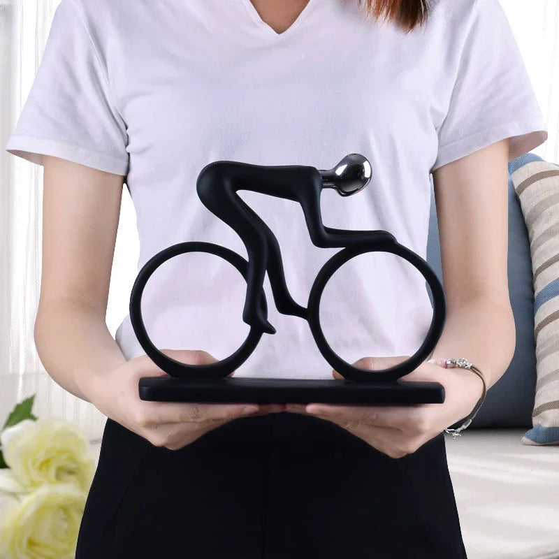Décoration d'intérieur moderne abstraite en résine, statue de cycliste, figurine de coureur de vélo, décoration de bureau et de salon