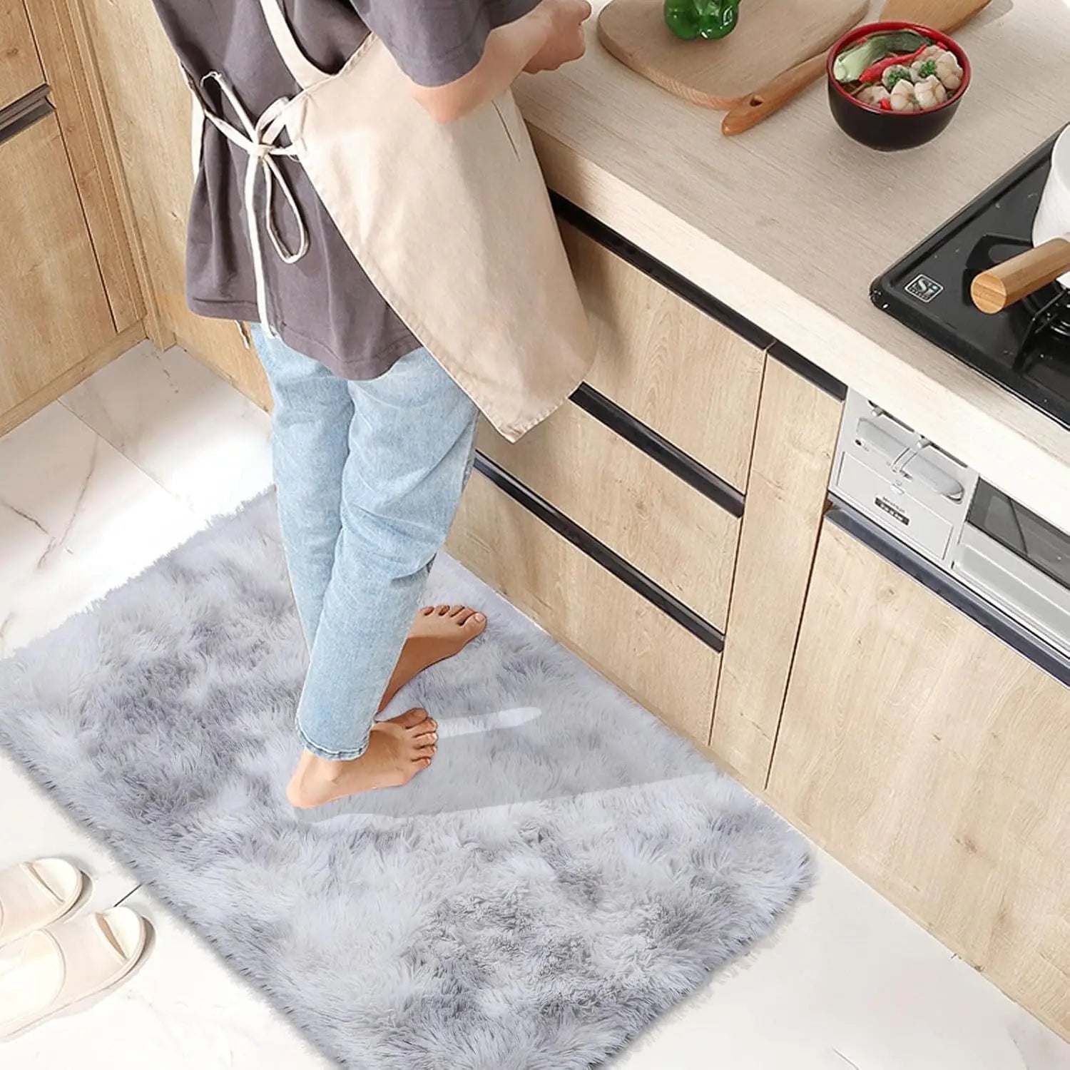 VIKAMA Alfombra de peluche teñida anudada 40x60cm Manta de área suave para el hogar Dormitorio de niñas Manta de cama Habitación infantil Decoración Antideslizante Alfombrilla de piso