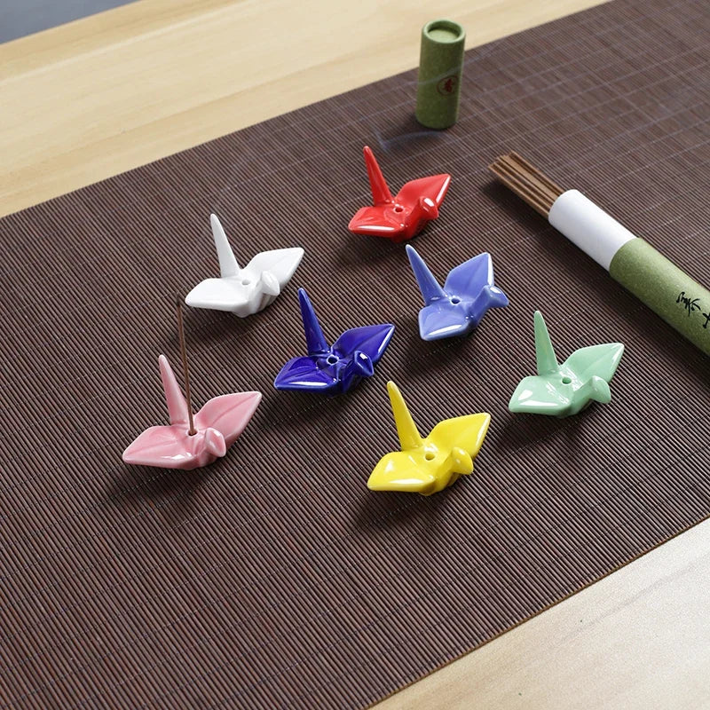Porte-Encens en Forme de Mille Grues en Papier Support en Céramique Bâton d'Encens Support DIY Décoration de Maison