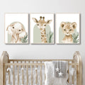 Peinture sur toile imprimée motif animaux mignons scandinaves : éléphant, girafe, chat, pour salon, salle de jeux, chambre d'enfant, décoration d'intérieur