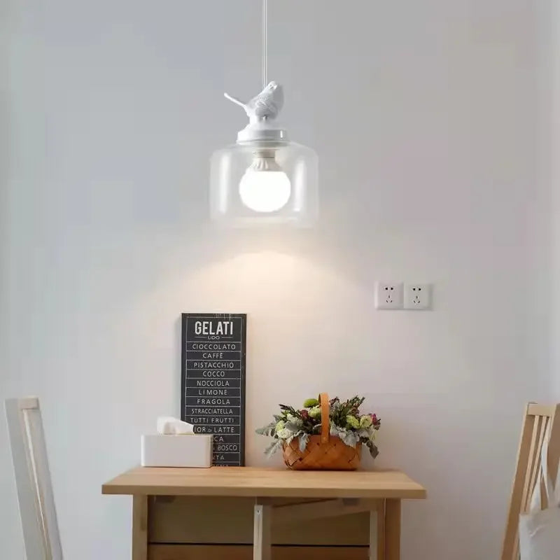Luminaires suspendus en verre oiseaux pour salle à manger cuisine chambre gîte suspension lampe E27 LED cadeau de Noël livraison directe