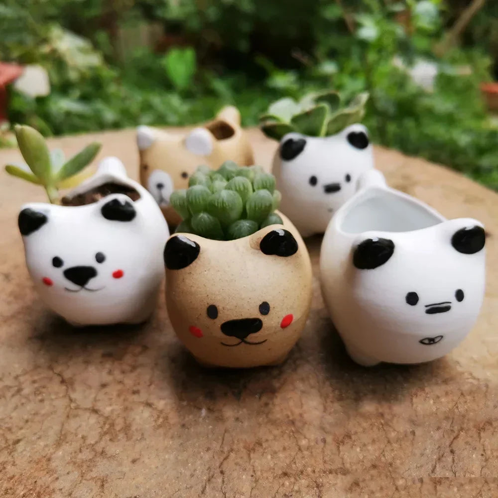 Pot de fleurs en céramique mignon chat, pots de plantes succulentes, vase, pots d'animaux de dessin animé de simulation, jardinières pour plantes d'intérieur, décoration de la maison