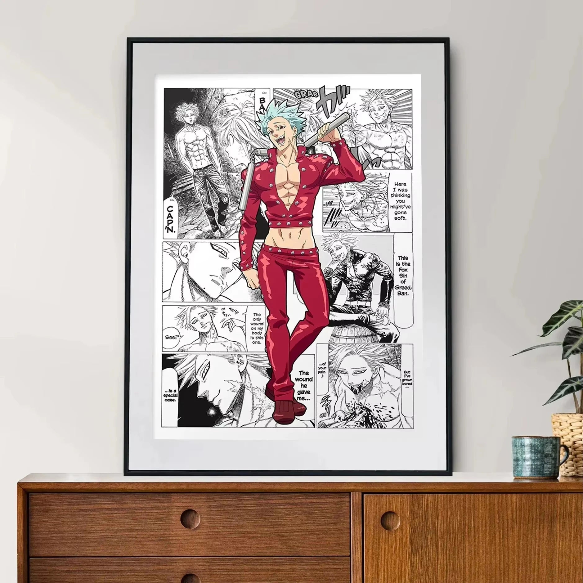 Japan Anime Figure The Seven Deadly Sins Poster Black and White Vintage Ban/King Canvas Print Wall Art Home Kawaii Room Decor