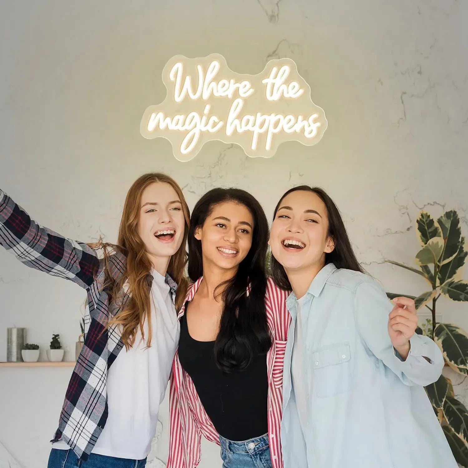 Where The Magic Happens Neon Wall Decoration USB Powered Large LED Neon Lights For Weddings Bedrooms Birthday Game Room Decor
