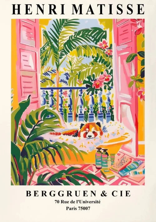Matisse Animals in The Bathroom Poster Wild Animals Matisse Art Painting Wall Decor Colorful Wall Decoration Canvas Prints Gift