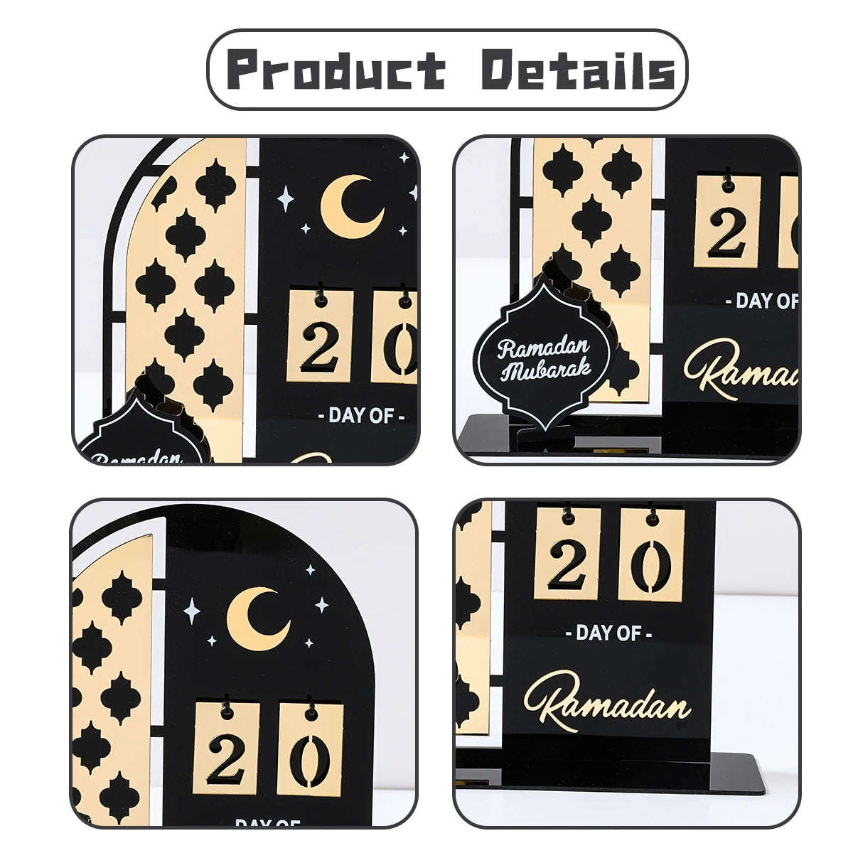 Calendrier de l'Avent Ramadan en Acrylique Ornements Cadeaux Aïd Moubarak Décoration Ramadan Pour la Maison 2025 Fournitures de Fête Musulmane Islam Kareem