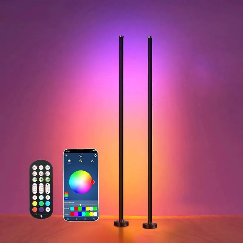 Lampe d'ambiance LED Lampadaire RGB Télécommande et contrôle par application Synchronisation musicale Éclairage Lampe de table d'ambiance pour jeux Esport