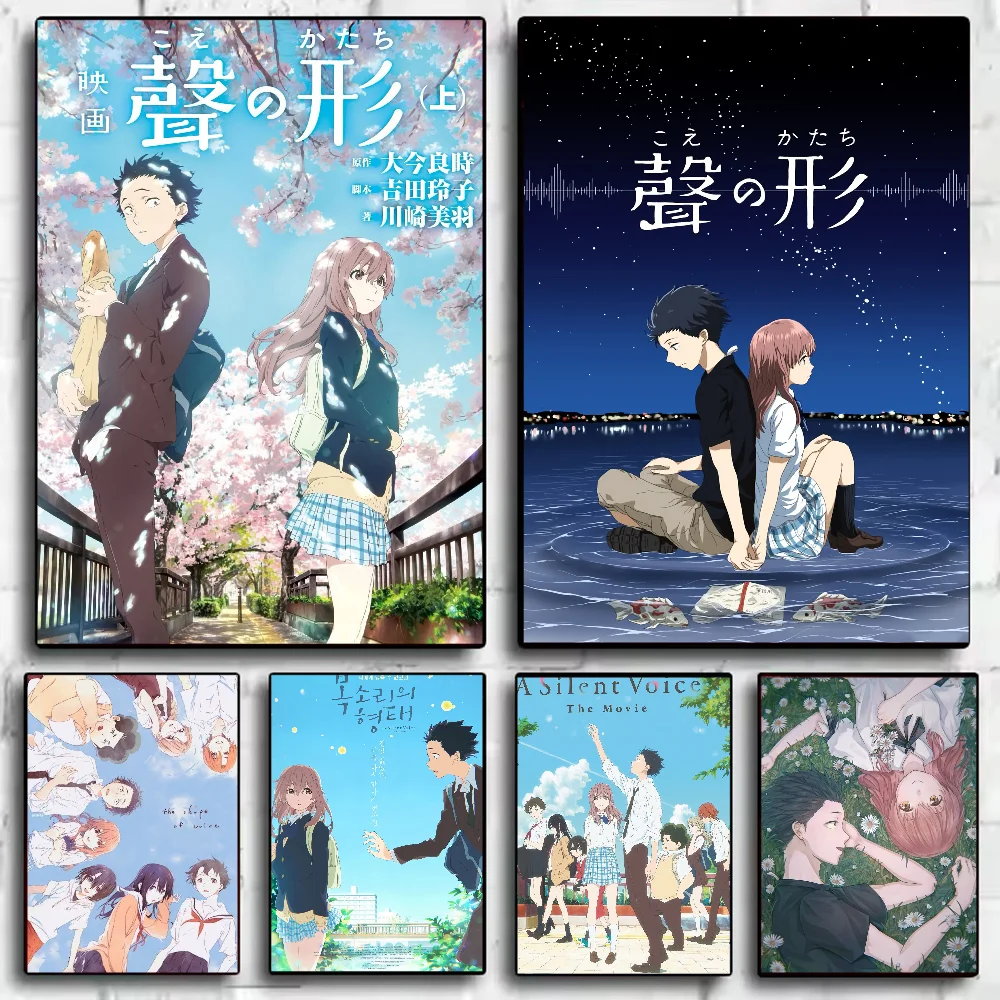 Póster de la película A Silent Voice arte HD pegatina de pared impermeable decoración estética para el hogar, sala de estar, dormitorio, bar