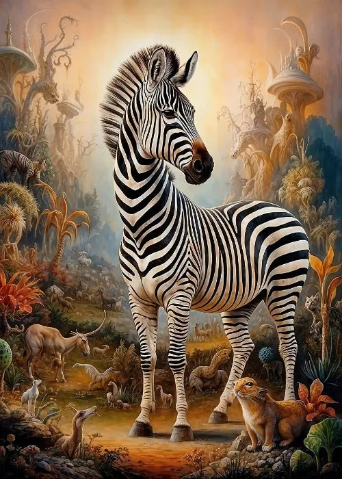 Affiches Animaux Sauvages Safari Surréaliste Décor Mural Esthétique Animal Totem Monde Surréaliste Lion Éléphant Tigre Lapin Renard Impressions sur Toile