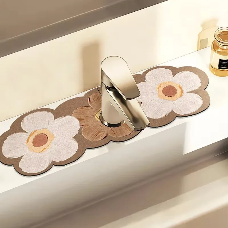 VIKAMA Grifo de cocina con diseño de dibujos animados, súper absorbente, para cafetera, escurridor, alfombrilla de secado rápido para baño